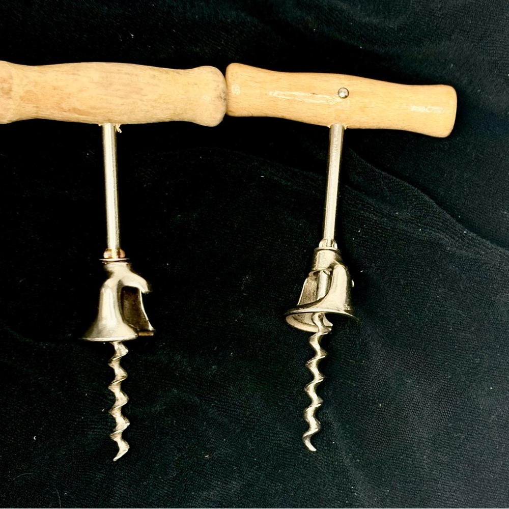 Pair of Vintage 1970s West Germany Wood Handle Corkscrew Set